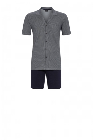 Herenpyjama met knopen BLAUW