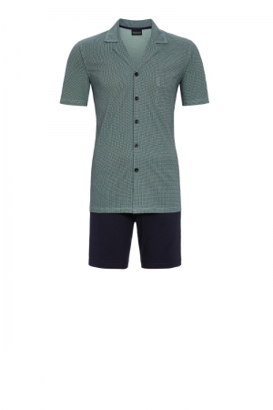 Herenpyjama met knopen GROEN