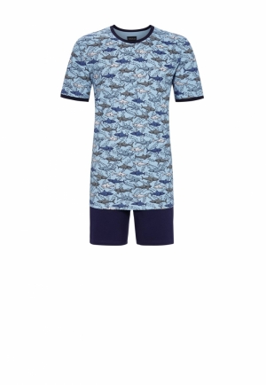 Herenpyjama haai BLAUW