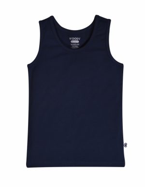 Woody jongens singlet DONKERBLAUW