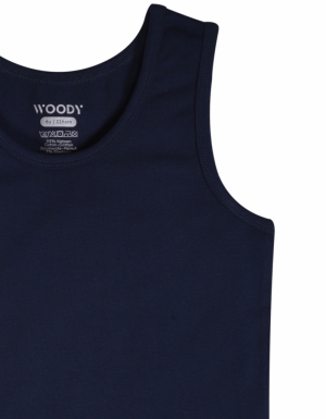 Woody jongens singlet DONKERBLAUW