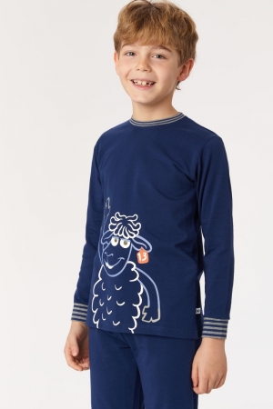 Woody jongenspyjama schaap Leo BLAUW