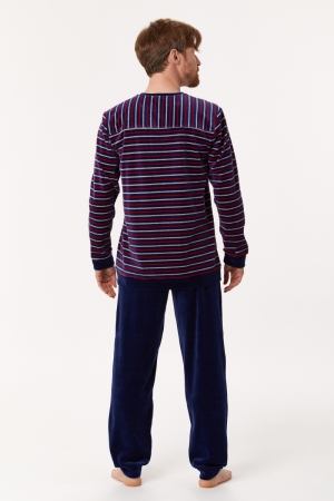 Herenpyjama velours BLAUW
