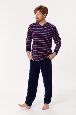 Herenpyjama velours BLAUW