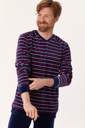 Herenpyjama velours BLAUW
