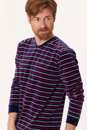 Herenpyjama velours BLAUW