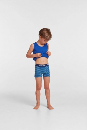 Woody jongens singlet BLAUW