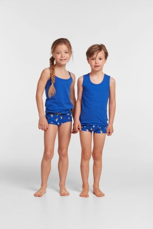 Woody jongens singlet BLAUW