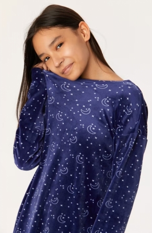 Woody jurk maan print adult BLAUW