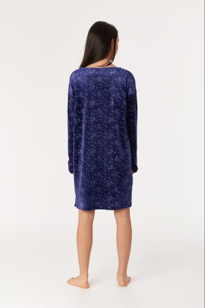 Woody jurk maan print adult BLAUW