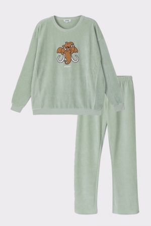Pyjama velours Knut Mammoet PASTELGROEN