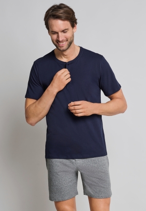 T-shirt met knopen DARK BLUE