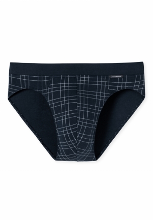 Slip fijne interlock met patro DONKERBLAUW