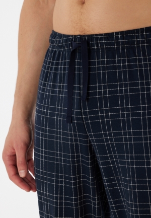 Pyjama met V-hals geruit inter DONKERBLAUW