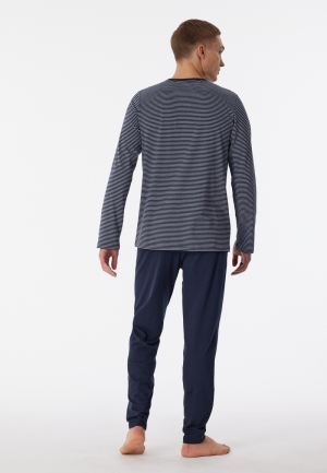 Pyjama met V-hals biologisch k DONKERBLAUW