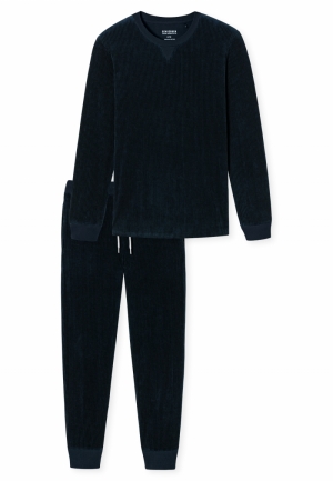 Pyjama lang velours Warming Ni BLAUW