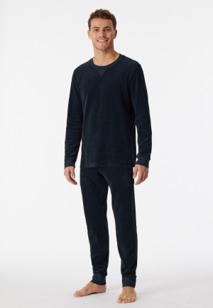 Pyjama lang velours Warming Ni BLAUW