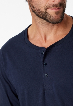 Shirt met knopen lange mouw BLAUW