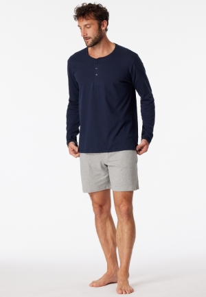 Shirt met knopen lange mouw BLAUW