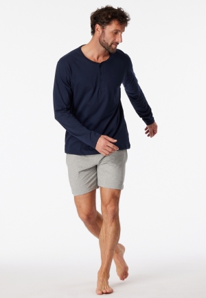 Shirt met knopen lange mouw BLAUW