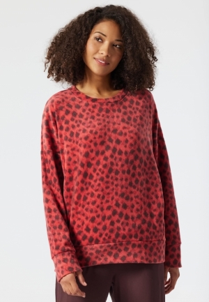 Sweatshirt fleece dierenprint ROOD