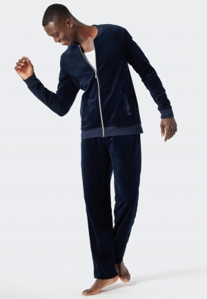 Vrijetijdspak velour BLAUW