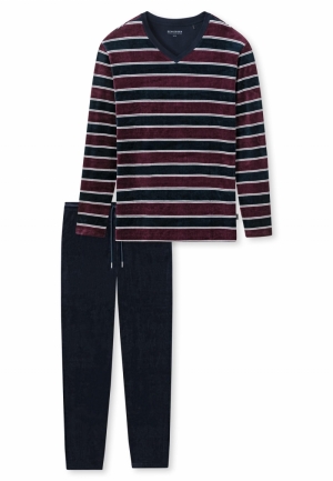 Warme pyjama gestreept BORDEAUX