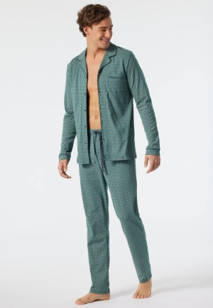 Herenpyjama met doorknoopshirt GROEN