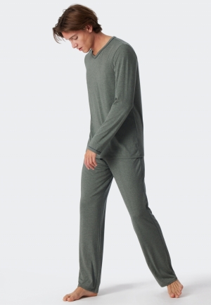 Herenpyjama met V-hals Tencel KAKI