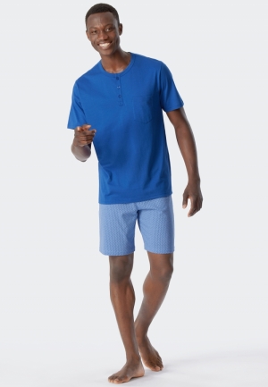 Pyjama kort met knoopsluiting BLAUW
