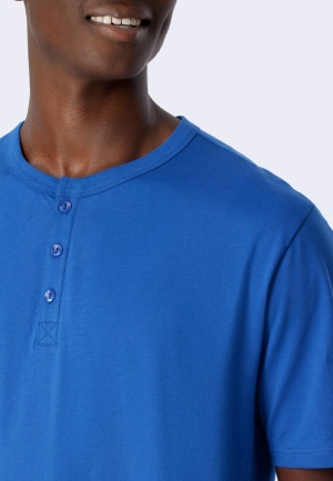 Pyjama kort met knoopsluiting BLAUW