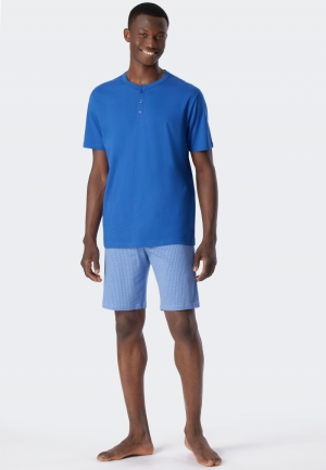 Pyjama kort met knoopsluiting BLAUW