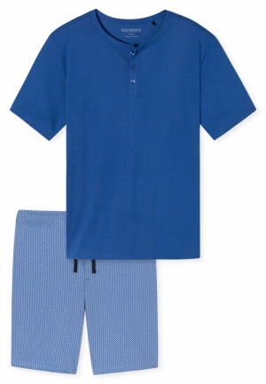 Pyjama kort met knoopsluiting BLAUW