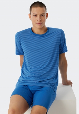 Pyjama kort ronde hals, Long L BLAUW