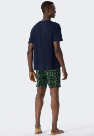 Pyjama kort met knoopsluiting BLAUW