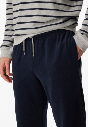 Pyjama badstof gestreept BLAUW