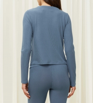 Natural Spotlight Rib cardigan BLAUW