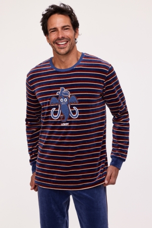 Herenpyjama velours Knut BLAUW