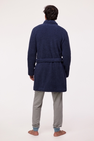 Woody heren kamerjas fleece BLAUW