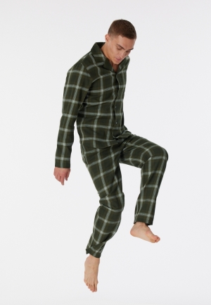 Pyjama geruit knoopsluiting DONKERGROEN