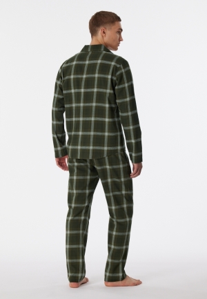 Pyjama geruit knoopsluiting DONKERGROEN