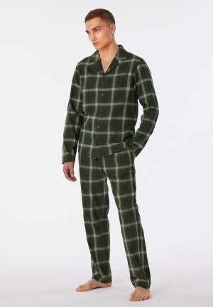 Pyjama geruit knoopsluiting DONKERGROEN
