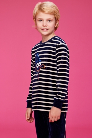 Jongenspyjama velours Gudrun DONKERBLAUW
