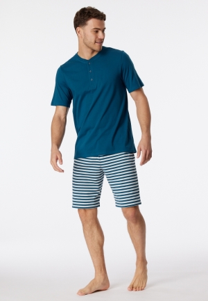 Pyjama kort met knoopsluiting JEANSBLAUW