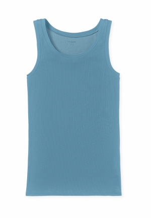 Tanktop dubbelrib BLAUWGRIJS