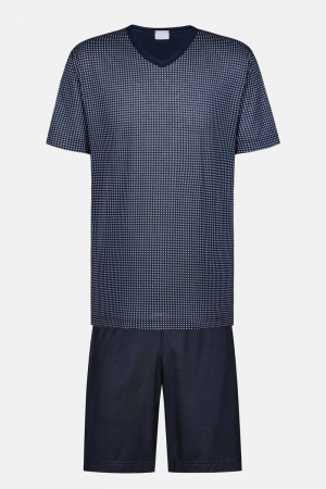 Herenpyjama Blue Grid YACHT BLUE