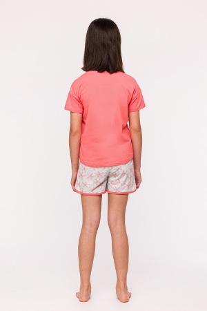 Pyjama met short zeesterren KORAALROOD