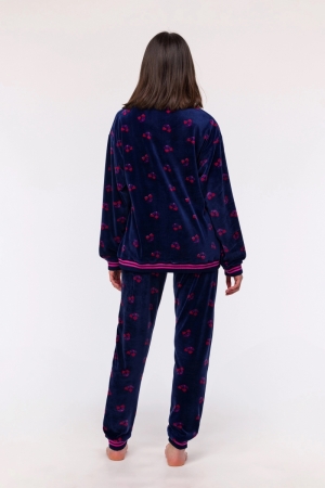 Meisjespyjama kersjes DONKERBLAUW