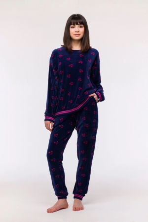 Meisjespyjama kersjes DONKERBLAUW
