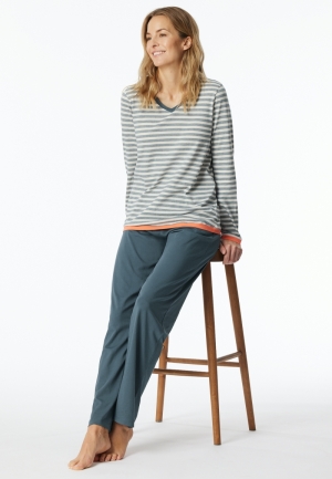Pyjama gestreept shirt JEANSBLAUW